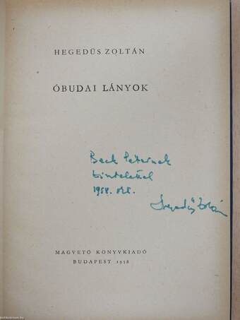 Óbudai lányok (dedikált példány)