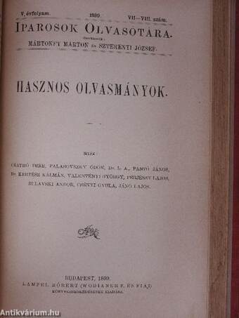 Iparosok olvasótára 1895/9., 1899/1-9.