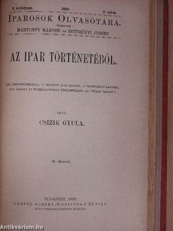 Iparosok olvasótára 1895/9., 1899/1-9.