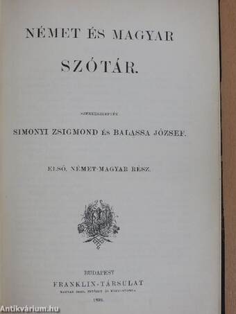 Német és magyar szótár I-II.