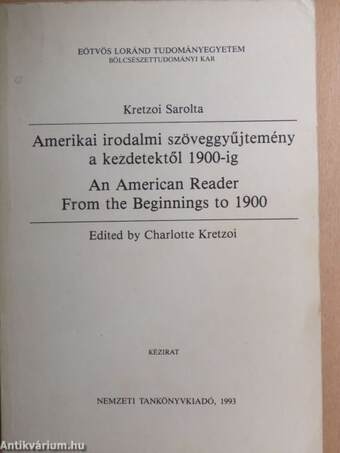 Amerikai irodalmi szöveggyűjtemény a kezdetektől 1900-ig