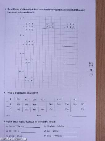 Lépéselőnyben matematikából 3. osztály