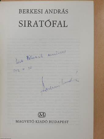 Siratófal (dedikált példány)