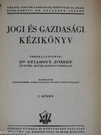 Jogi és gazdasági kézikönyv I.