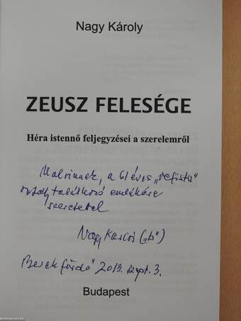 Zeusz felesége (dedikált példány)