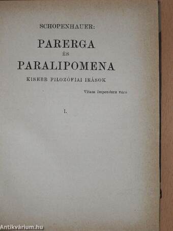 Parerga és paralipomena I-IV.