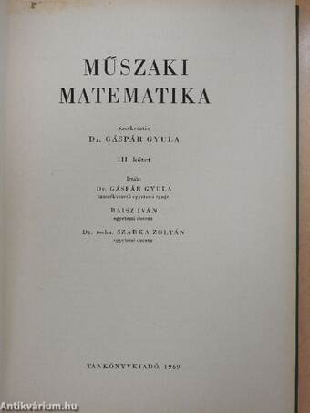 Műszaki matematika III.