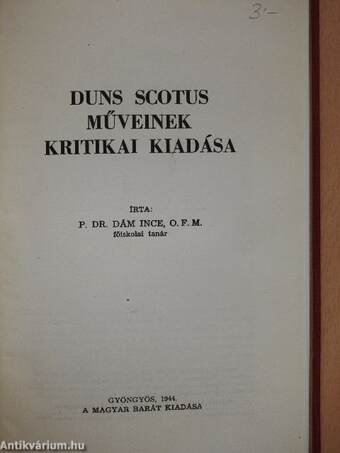 Duns Scotus műveinek kritikai kiadása