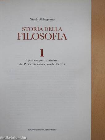 Storia della Filosofia I.