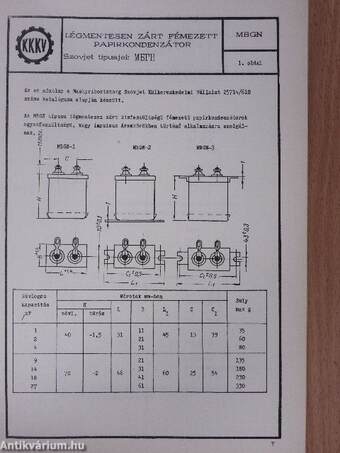 Szovjet gyártmányú alkatrészek magyar nyelvű áruismertetője