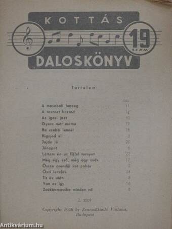 Kottás daloskönyv 19.