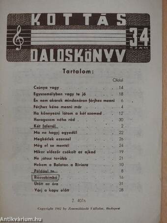 Kottás daloskönyv 34.