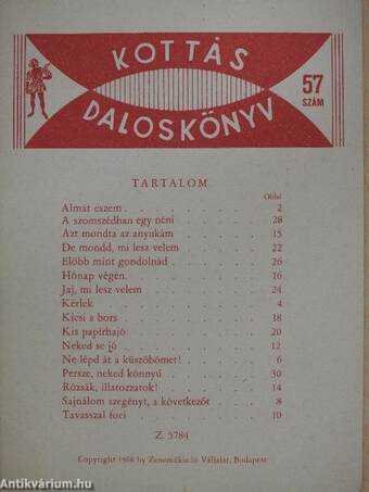 Kottás daloskönyv 57.