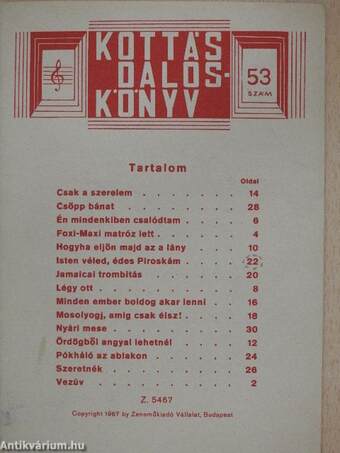 Kottás daloskönyv 53.