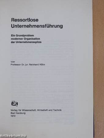 Ressortlose Unternehmensführung