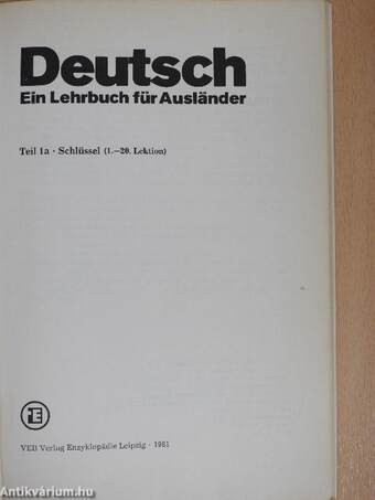 Deutsch - Ein Lehrbuch für Ausländer - Schlüssel 1a