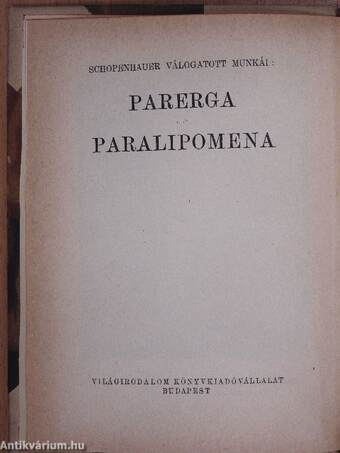 Parerga és paralipomena I-IV.