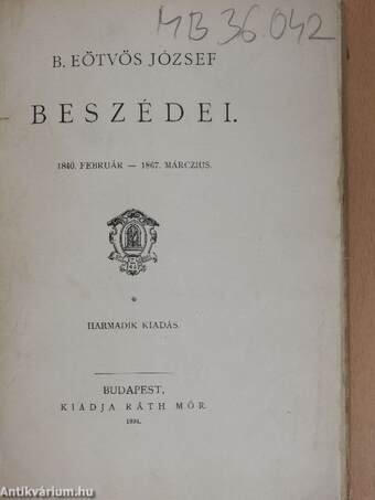 B. Eötvös József beszédei