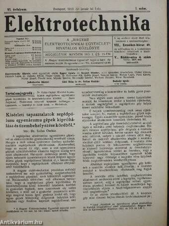 Elektrotechnika 1913. (nem teljes évfolyam)