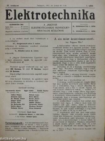 Elektrotechnika 1911. január-december