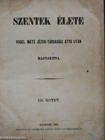 Szentek élete III.