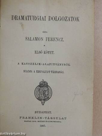 Dramaturgiai dolgozatok I.