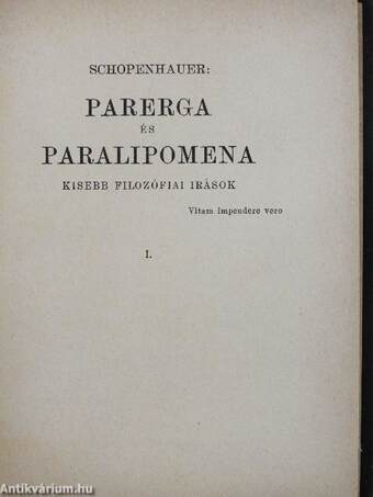 Parerga és paralipomena I-IV.