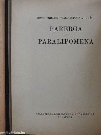 Parerga és paralipomena I-IV.