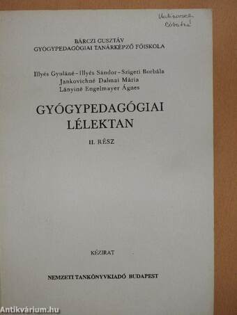 Gyógypedagógiai lélektan II.