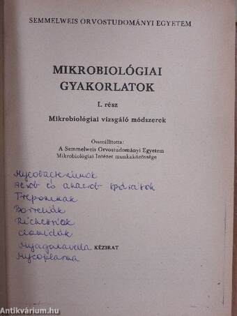 Mikrobiológiai gyakorlati jegyzet I-II.