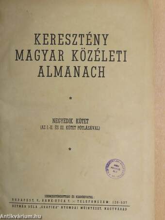 Keresztény magyar közéleti almanach IV. (töredék)