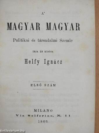 A' magyar magyar 1869-1870/1-18.