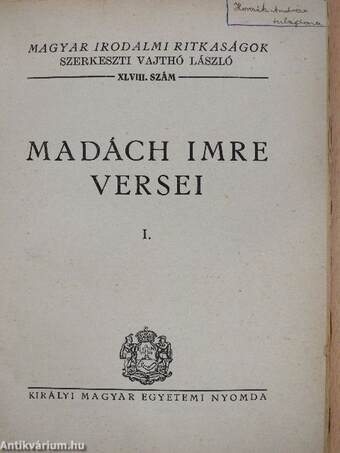 Madách Imre versei I.