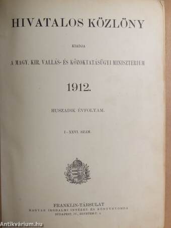 Hivatalos közlöny 1912.