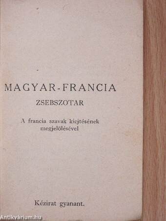 Magyar-francia zsebszotar