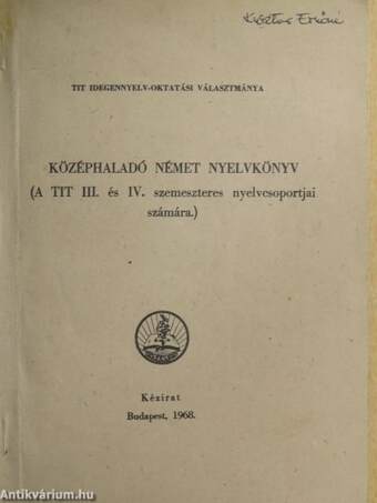 Középhaladó német nyelvkönyv