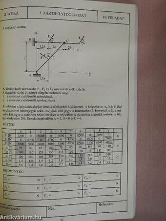 Statika zárthelyi feladatok