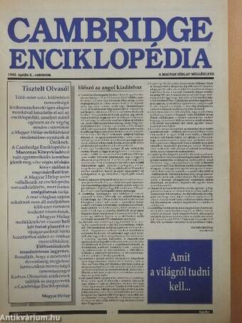 Cambridge enciklopédia 1992. április-december/Heti műsorok 1992./2 db Függelék + 8 tábla színes képmelléklet