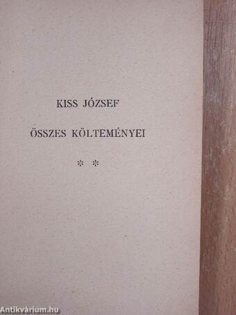 Kiss József összes költeményei II. (töredék)