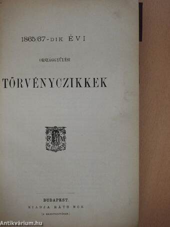 1865/67-dik évi országgyűlési törvényczikkek/1868-dik évi országgyűlési törvényczikkek