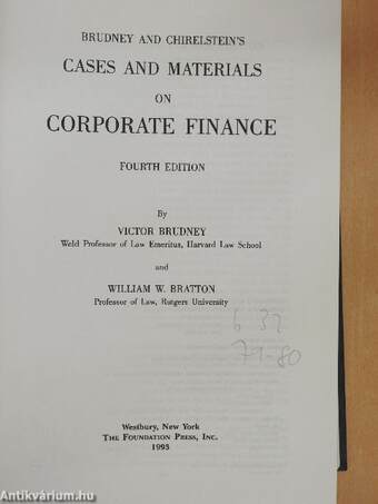 Brudney and Chirelstein's Cases and Materials on Corporate Finance