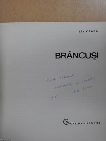 Brancusi (dedikált példány)