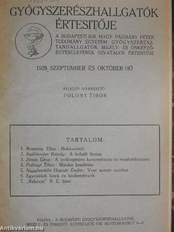 Gyógyszerészhallgatók értesitője 1928-1929. (vegyes számok) (3 db)/Tudnivalók a heveny-fertőzéses (ragályos) megbetegedésekről