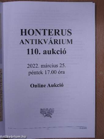 Honterus Antikvárium 110. aukció