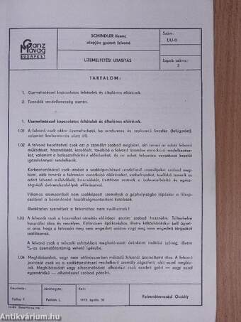 Schindler licenc alapján gyártott felvonó