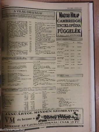 Cambridge enciklopédia 1992. április-december/Heti műsorok 1992./2 db Függelék + 8 tábla színes képmelléklet