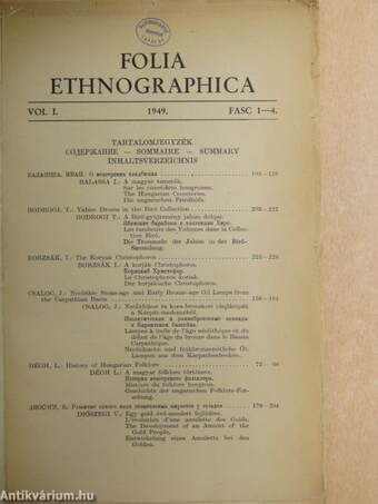 Folia Ethnographica 1949/1-4.