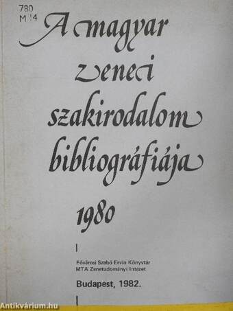 A magyar zenei szakirodalom bibliográfiája 1980.