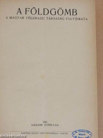 A Földgömb 1931/1-10.