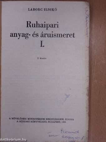 Ruhaipari anyag- és áruismeret I.